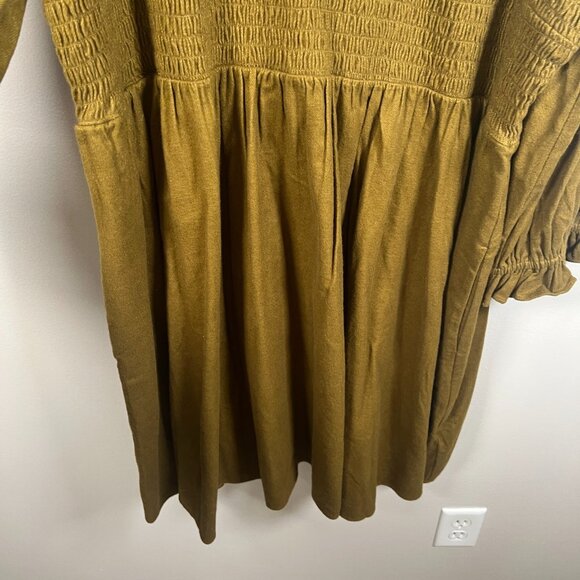 Madewell Flannel Lucie V-Neck Smocked Mini Dress Size 2X Weathered Olive Green - Picture 7 of 12